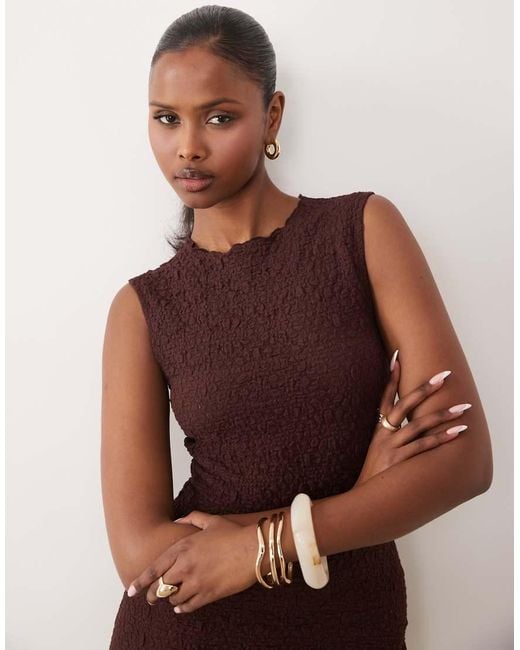 ASOS Brown Textured Knit Midi Dress