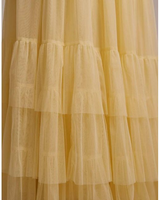 Lace & Beads Plus Natural Bridesmaid Madison Flutter Sleeve Maxi Dress