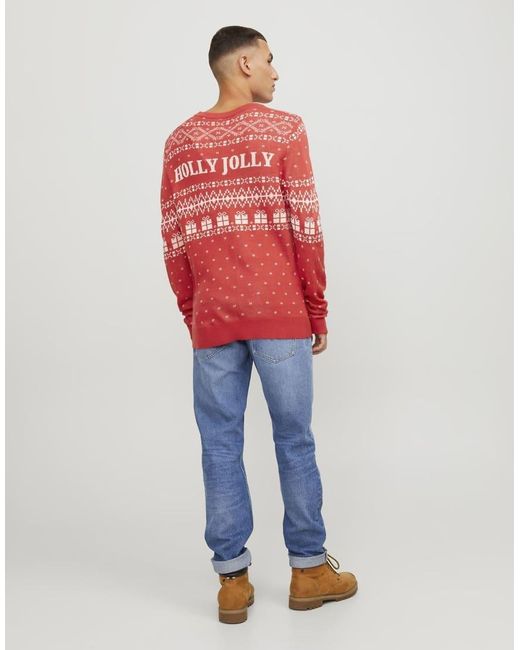 Jack & Jones Red Knitted Pullover for men