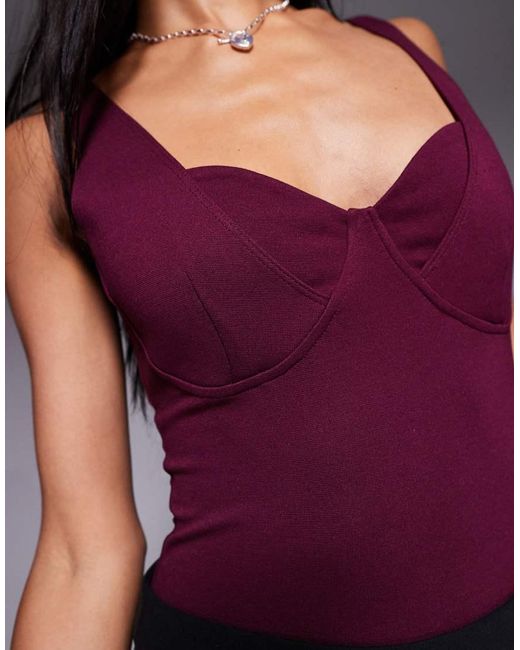 ASOS Body Van Polyamide Met Lage Ronde Hals in het Purple