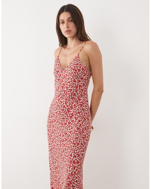 Mango Pink Strappy Cami Midi Dress