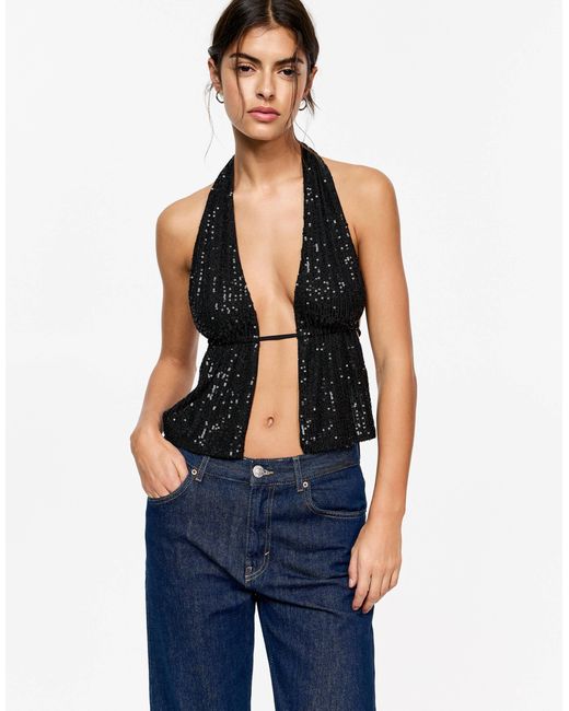 Pull&Bear Blue – neckholder-oberteil