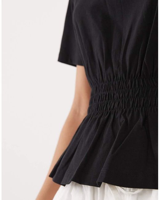 Threadbare Black Jersey Short Sleeve Peplum Top