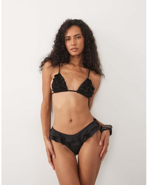 ASOS Brown Kiki Frill Triangle Bikini Top