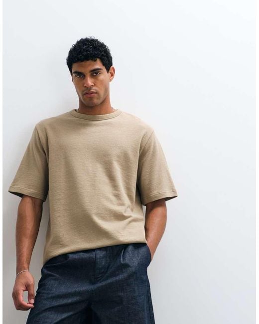 ARKET Natural Pure Cotton Oversized Textured Boucle T-shirt for men