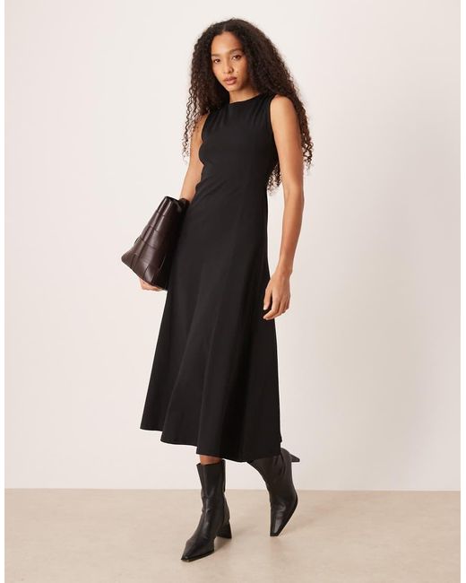 ASOS Black Cotton Sleeveless Midi Dress