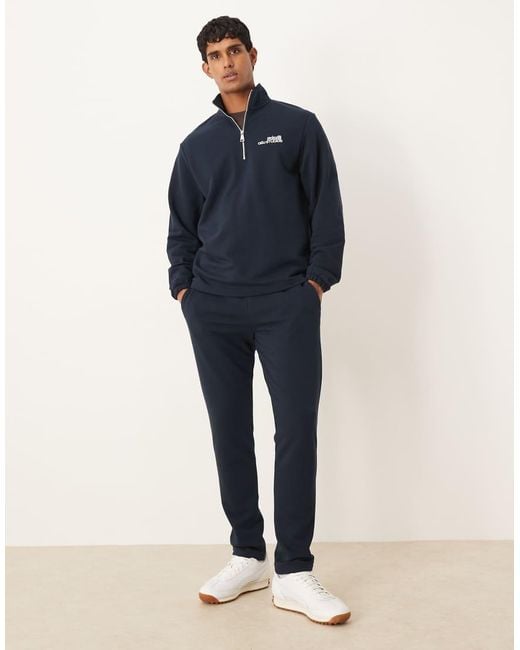 ASOS Sweatshirt Met Korte Rits En Normale Pasvorm in het Blue voor heren