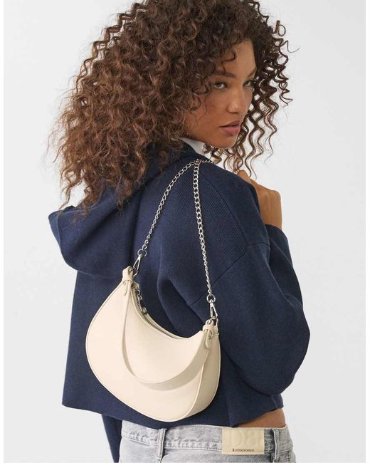 Stradivarius Blue Half-Moon Shoulder Bag