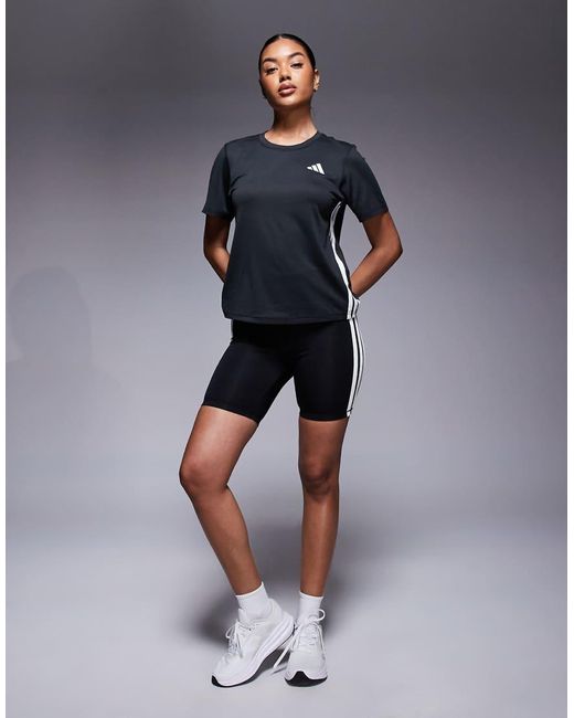 Adidas Originals Gray Adidas Training 3 Stripe T-shirt