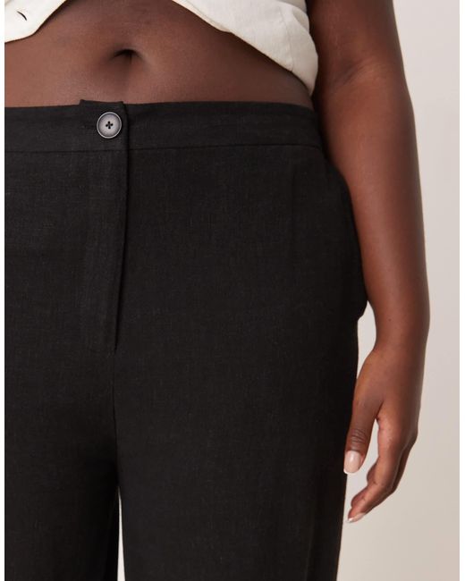 ASOS Natural Curve Relaxed Straight Leg Pants With Linen