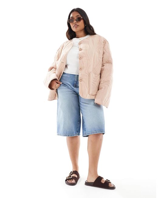 ASOS Natural Asos design curve – strukturierte steppjacke aus baumwolle