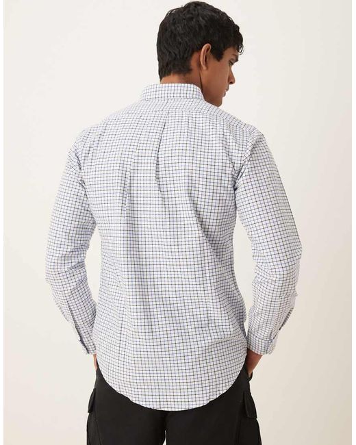 Camicia Oxford Custom Fit Bianca E Blu A Quadri Con Icona Del Logo di Polo Ralph Lauren in White da Uomo