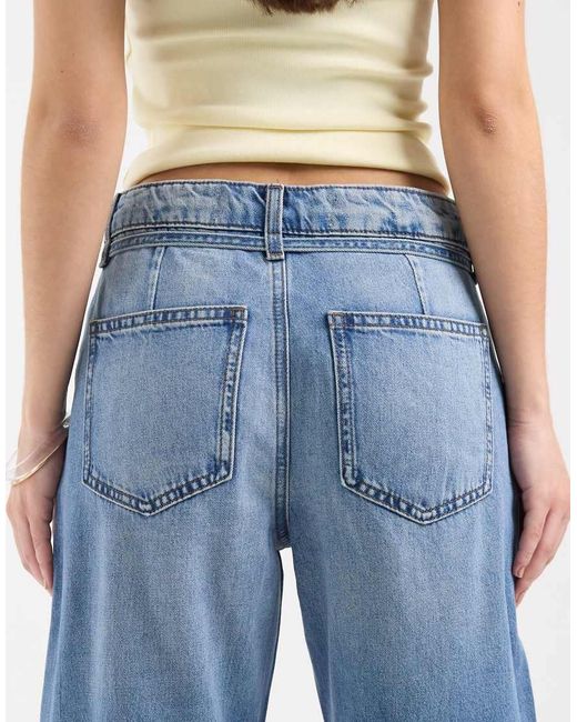 River Island Blue Tie Detail Waist Wide Leg Jeans