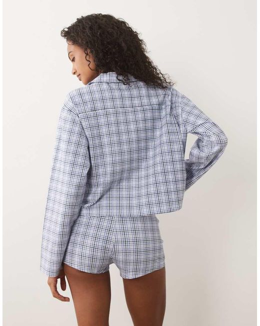 Cotton On Blue Pyjama Soft Boxy Button Down Shirt With Matching Shorts