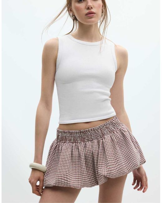 Stradivarius Brown Balloon Skort