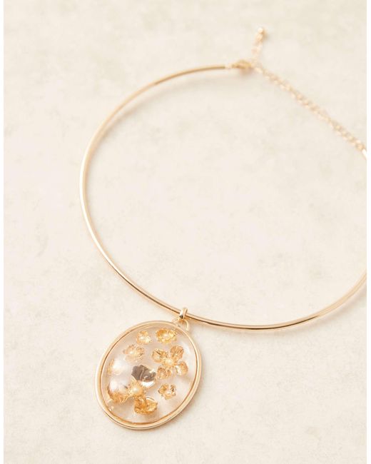 ASOS Brown Necklace With Fine Wire And Trapped Floral Detail