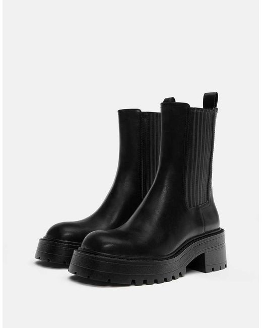 Pull&Bear Black Chelsea High-heel Ankle Boots