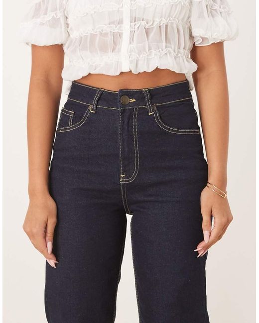 Brave Soul Blue High Waisted Straight Leg Jeans