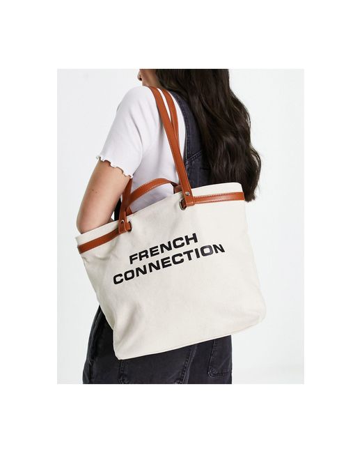 French Connection Black Logo Beach Bag