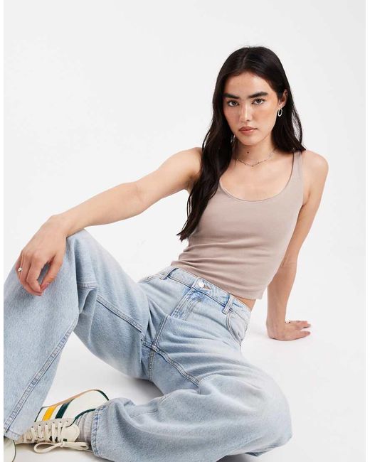 New Look Blue Basic Scoop Crop Vest