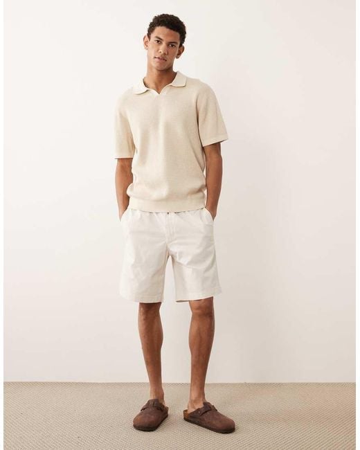Jack & Jones Natural Premium Split Neck Knitted Top for men
