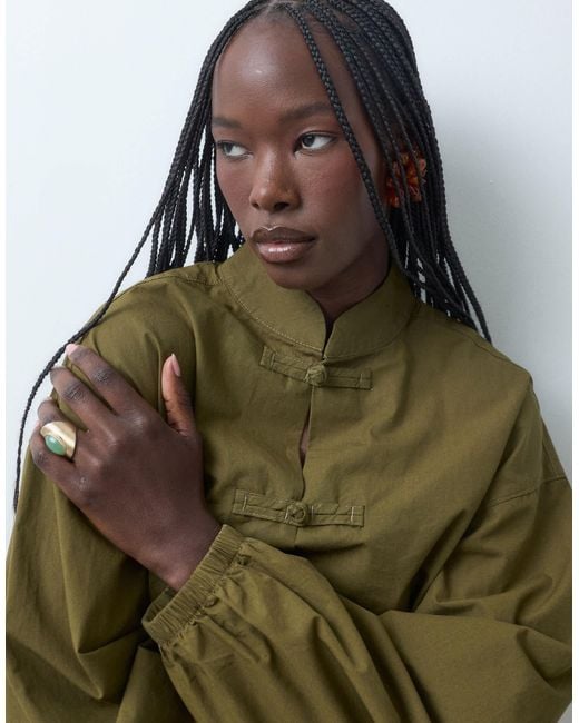 ASOS Green Mandarin Collar Bubble Dress