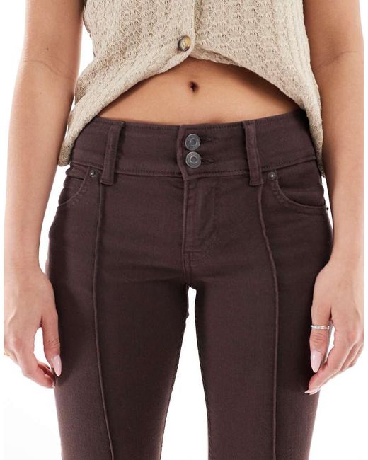 Bershka Jeans Met Lage Taille En Rechte Pijpen in het Brown