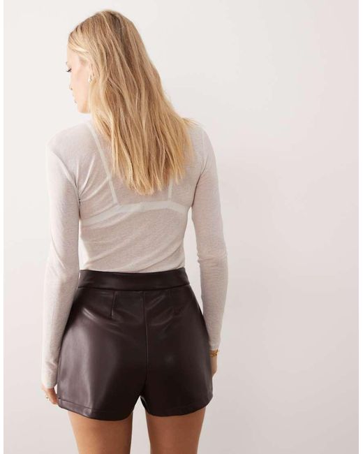ASOS Natural Pu Mid Rise Shorts