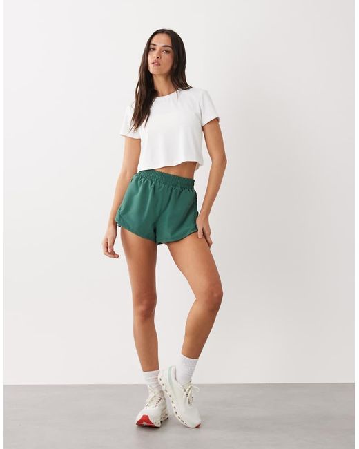 4505 Green Engineered Performance Waffle Cropped Running T-shirt With Quick Dry
