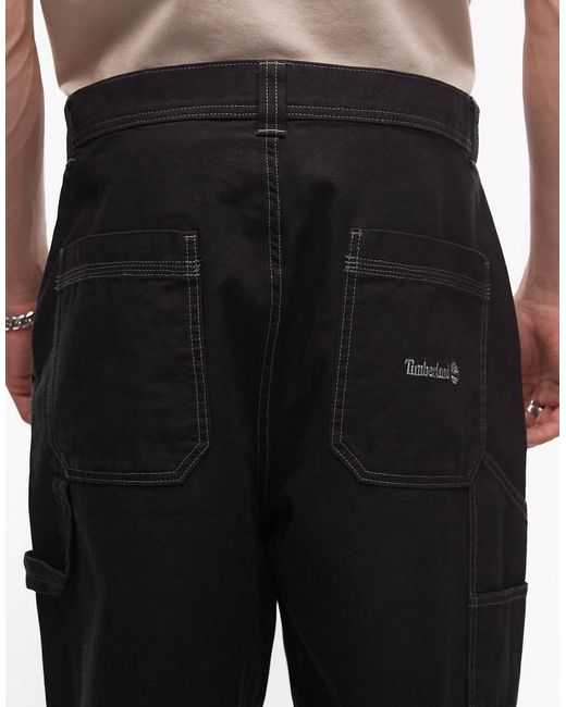 Timberland Black Heavy Canvas Pocket Loose Fit Carpenter Trousers for men