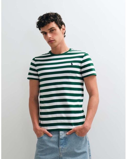 Polo Ralph Lauren White Striped Slim Fit T-shirt for men