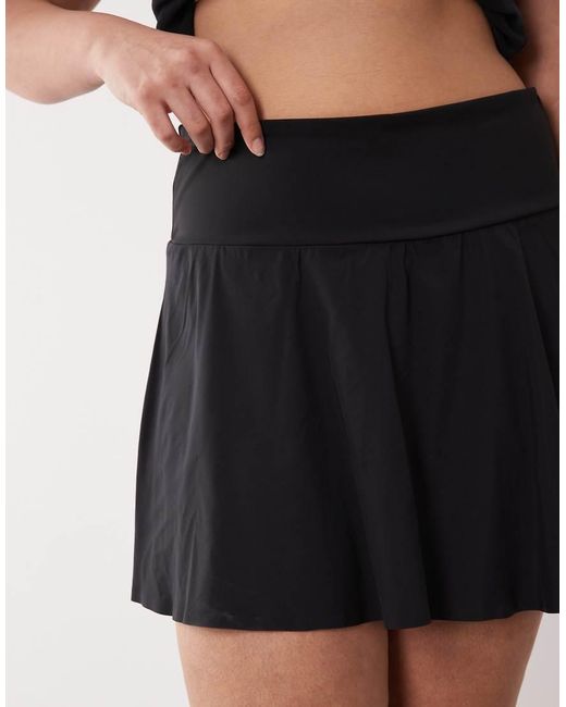 4505 Black Curve Active Tennis Flippy Skirt With Inner Short