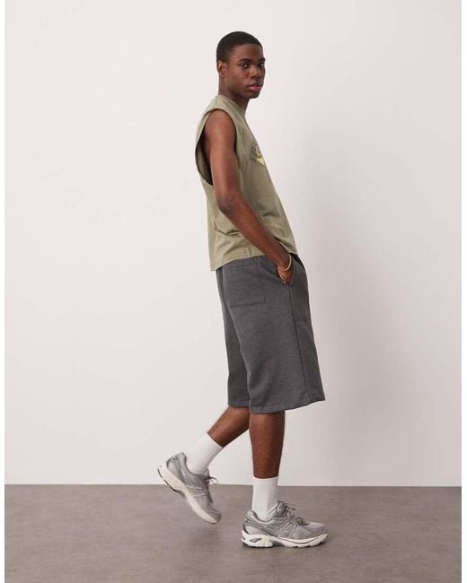ASOS Gray Heavyweight Longer Length Shorts for men