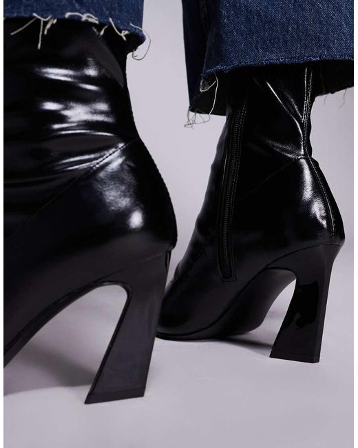 ASOS Blue Ember Chisel Toe Sock Ankle Boots