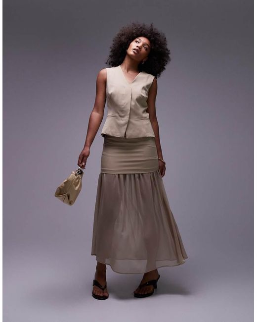 ASOS Natural Tailored High Break Point Waistcoat