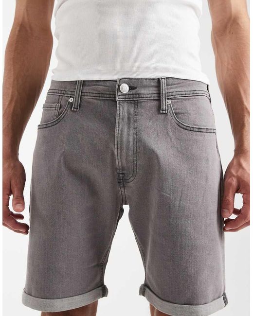 JJ Rebel Gray Joe Turn Up Denim Shorts for men