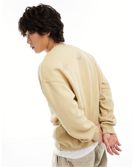 Pull&Bear Natural Front Printed Stwd Sweatshirt for men