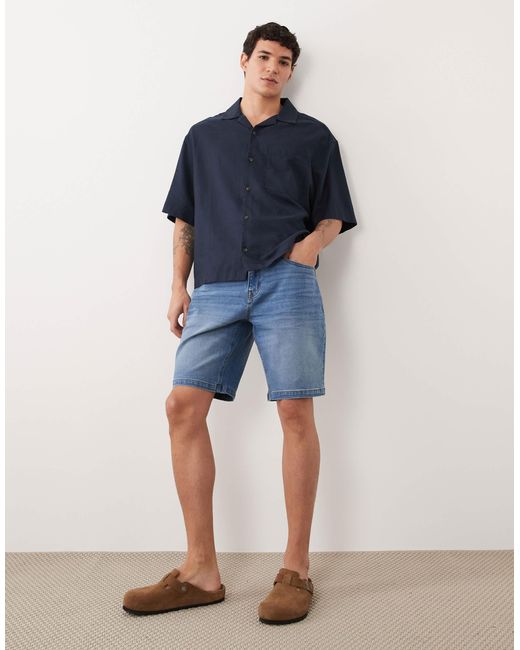 Threadbare Blue Denim Shorts for men