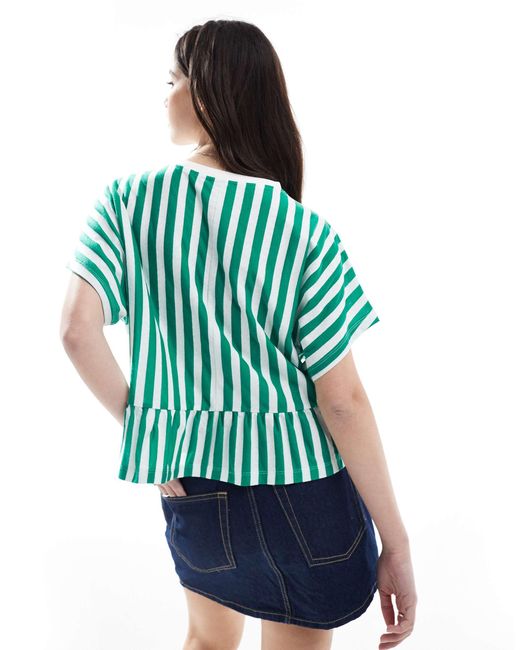 ASOS Green Boxy Short Sleeve Linen Look Peplum T-shirt
