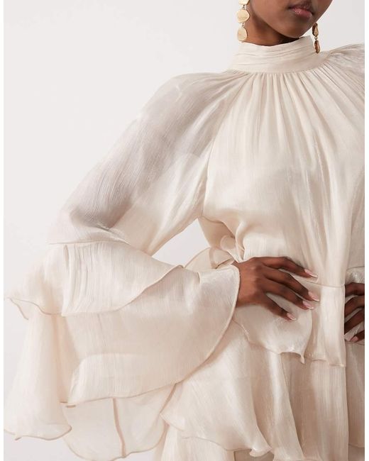 Gina Tricot Natural Flowy Frill Mini Dress