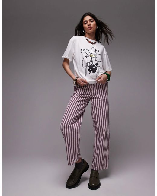 TOPSHOP Gray Graphic Floral Premium Basic Tee