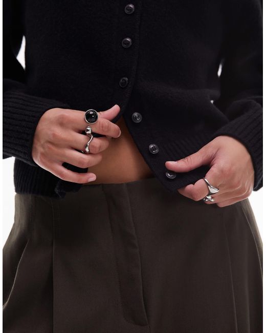 & Other Stories Blue Knitted Cardigan With Collar And Button Front