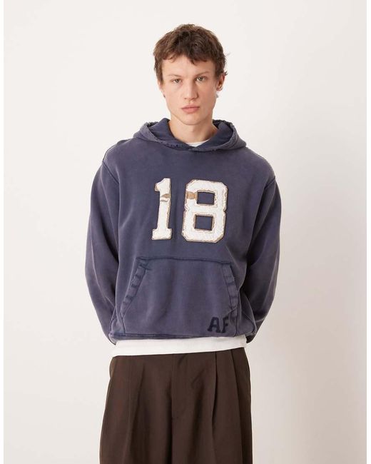 Abercrombie & Fitch Blue Front Graphic Hoodie for men