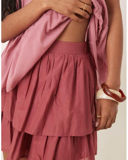 Gonna Bordeaux A Ruota di ASOS in Pink
