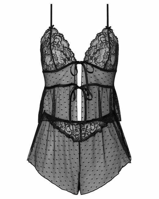 Ann Summers Black Rosabella Cami Top & Shorts Set