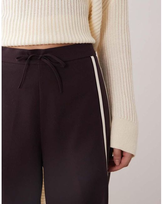 Mango White Tie Waist Straight Trouser With Side Stripe