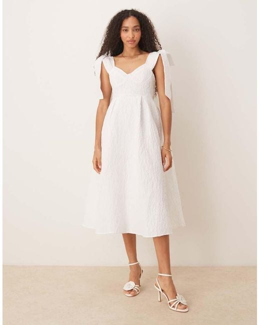 Sister Jane Natural Dream Prairie Bow Jacquard Midi Dress