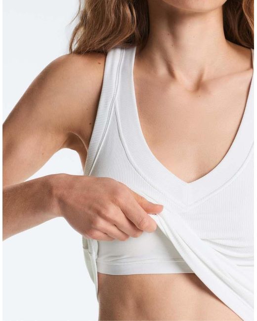 Oysho White Rib Modal Blend Tank Top