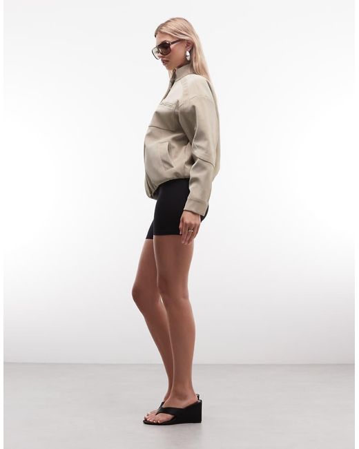 CERNUCCI Natural Faux Suede Funnel Neck Jacket