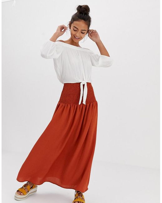 ASOS Maxi Skirt With Shirred Waistband
